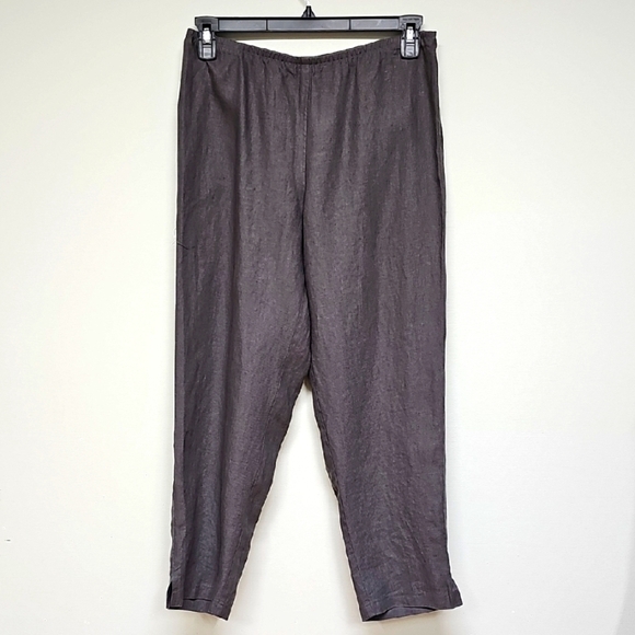Eileen Fisher Gray Linen Slim Ankle Pant, Size Medium, New - Picture 1 of 10